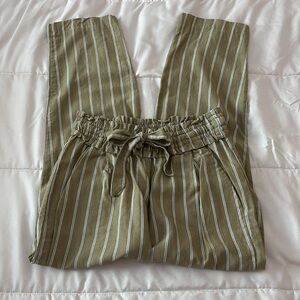 Zara Trafaluc Olive Striped Women Cropped Pants